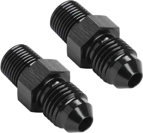 Vista 42 de 3AN macho Flare a 1/4 NPT tubo macho 90 grados codo adaptador unión aluminio negro