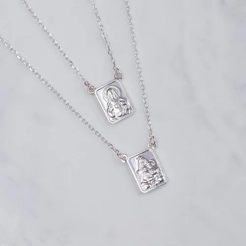 Vista 3 de Roman Collar de plata de ley con diseño de infinito de Escapulario, 26 pulgadas de largo