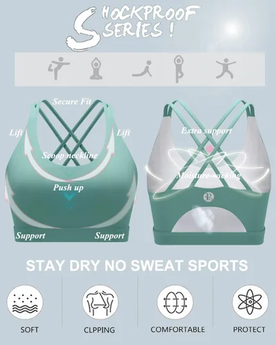 Vista 146 de Brasieres deportivos para mujer, con relleno, tipo camiseta sin mangas, sexis, con espalda cruzada, de alto impacto, largos, ideales para practicar