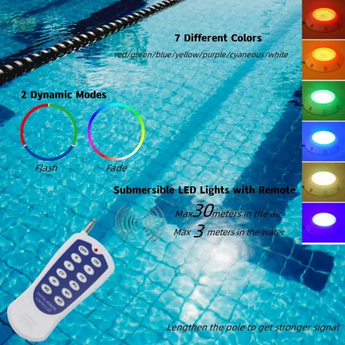 Vista 2 de Luces de piscina de 11.6 pulgadas para piscina enterrada, AC12V 45w luz de spa que cambia de color, luz LED de piscina enterrada con control remoto