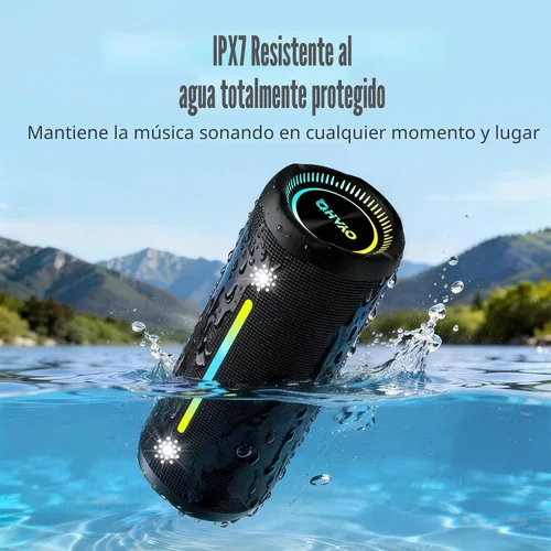 Vista 2 de Altavoz Bluetooth inalámbrico fuerte sonido estéreo IPX7 impermeable al aire libre portátil 25W Super Bass Altavoces para fiesta en casa playa