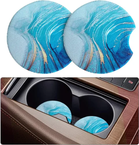 Vista 10 de Posavasos absorbentes para automóvil para bebidas, paquete de 2 bonitos portavasos para mujeres con agarre en la punta de los dedos, accesorios