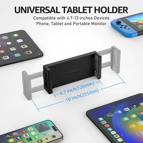 Vista 7 de Urmust Soporte de pared para tableta para iPad, rotación de 360°, soporte ajustable para tablet con brazo extensible de aluminio, para iPad
