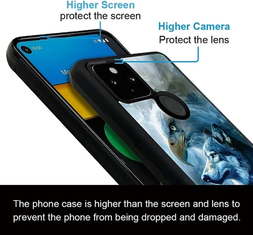 Vista 810 de Compatible con Google Pixel 4A 5G Mobile Case Creative Acrylic Panel trasero Silicona Protección Grip especialmente diseñado para Google Pixel 4A 5G