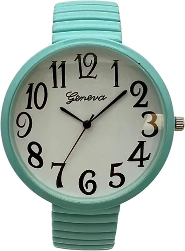 Vista 3 de Reloj de pulsera con correa de expansión fácil de lector con esfera blanca súper grande de 1.73 pulgadas, reloj de pulsera de moda con pantalla
