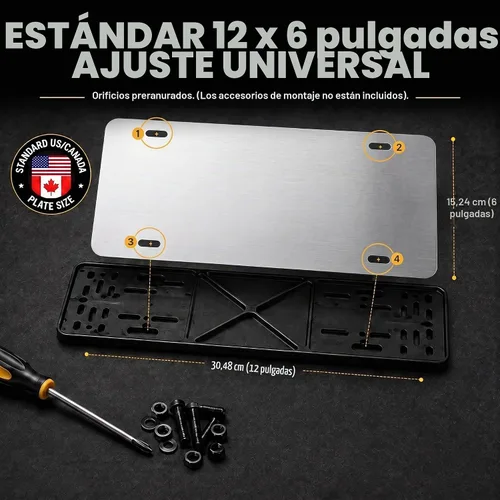 Vista 6 de DMSE - Placa de matrícula (metal plateado), aluminio, tamaño de Estados Unidos y Canadá (12 x 6)