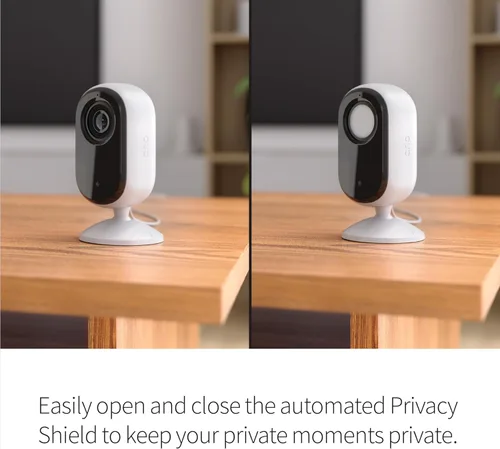 Vista 4 de Cámara de seguridad Arlo Essential 2K Solo para interiores 2ª generación Monitor para bebés y cámara para mascotas Escudo de privacidad