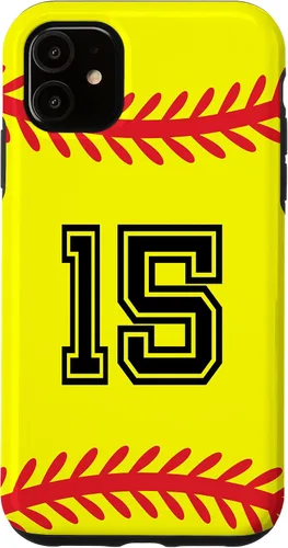 Vista 6 de Funda para iPhone 12 mini jersey de softbol número 15