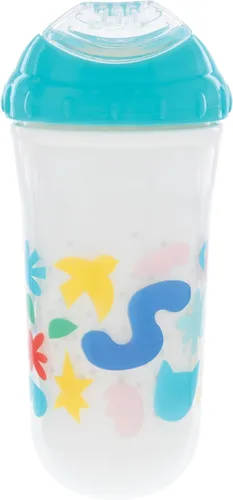 Vista 3 de Nuby Taza de transición con aislamiento, sin derrames, con borde de silicona suave y pitorro fresco 9 onzas / 270 ml Paquete de 2 Impreso