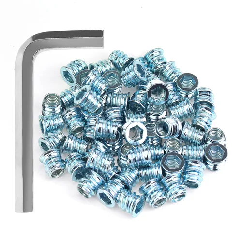 Vista 16 de Insertos roscados de 1/4-20, insertos de madera, insertos roscados de acero para tornillo de muebles de madera, kit de 145 piezas de insertos