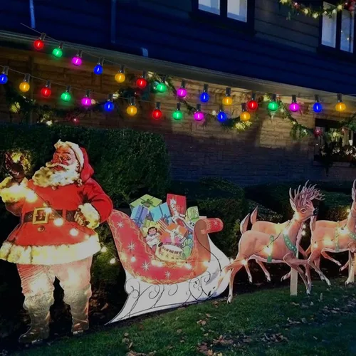Vista 5 de Paquete de 25 bombillas LED multicolor G40 de repuesto de Navidad, 1 vatio, base de candelabro E12/C7, bombillas LED Edison inastillables