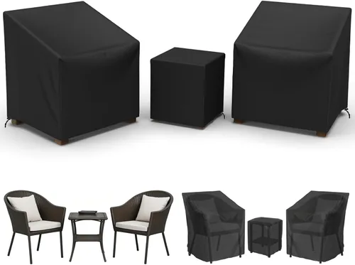 Vista 11 de Funda para mesa de patio, impermeable, rectangular, resistente 500D, protección para todo tipo de clima, para muebles de exterior, 90 pulgadas
