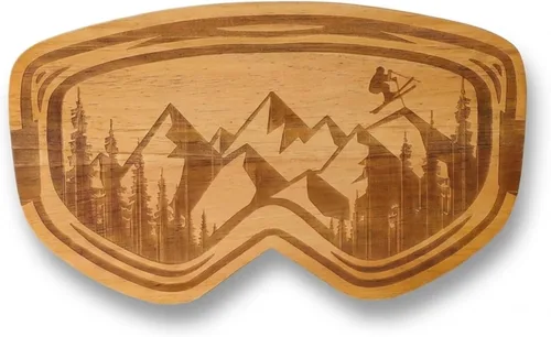 Vista 26 de Creative Gifts International Après - Tabla de madera de esquí Tabla de servir de 10 x 15 pulgadas Plato de madera para cortar y servir Caja