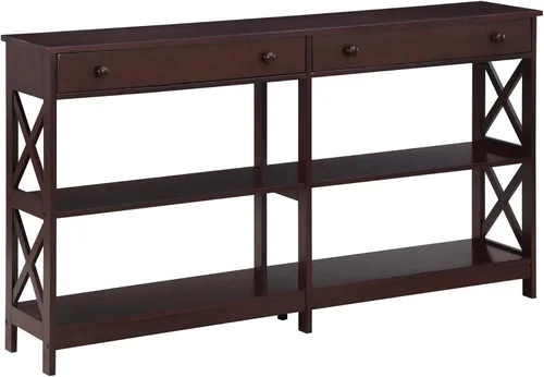 Vista 8 de Convenience Concepts Oxford - Mesa consola de 2 cajones con estantes, 60 pulgadas, color negro