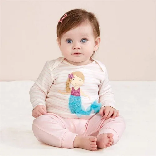 Vista 2 de Mud Pie Conjunto de túnica y capris de sirena para bebés niñas, Rosado