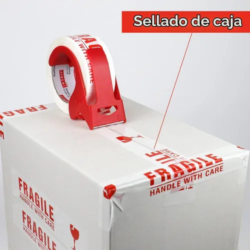 Vista 4 de JIALAI HOME Cinta Frágil Manejar con Cuidado Cinta de Embalaje 6 Rollos, Cinta de Sellado de Cajas de Envío Resistente con Dispensador, 2 Pulgadas x