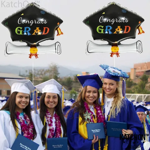 Vista 6 de Globos de graduación clase de 2026 – Grandes 24 pulgadas, decoraciones de graduación 2026 Globos de gorra de graduación, globos de sombrero