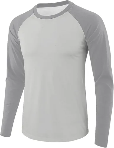Vista 10 de Camiseta de béisbol para hombre, manga larga, cuello redondo, algodón, raglán, casual, dinámica