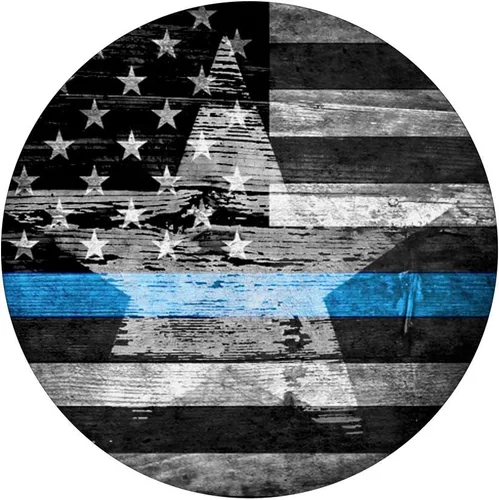 Vista 3 de Calcetines de madera de grano con bandera americana. Sheriff Thin Blue Line PopSockets Grip and Stand for Phones and Tablets