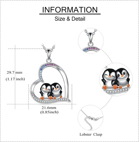 Vista 4 de YAFEINI Penguin Dog Gifts Sterling Silver Penguin Snowflake Necklace Heart Dog Pendant Jewelry for Women Girls Christmas Gifts