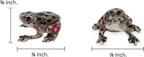 Vista 2 de WitnyStore Figura de cerámica de rana manchada gris y roja para decoración de terrario, estatua coleccionable para coleccionistas adultos, escultura