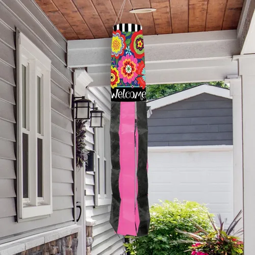Vista 2 de Bright Blooms Spring Windsock Floral Primitive 40" L Briarwood Lane