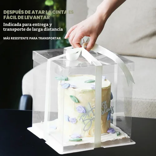 Vista 8 de 24 cajas de regalo transparentes con cinta de 2 capas de 6.7 x 6.7 x 7.8 pulgadas, caja transparente para tartas con tapas, cajas de embalaje