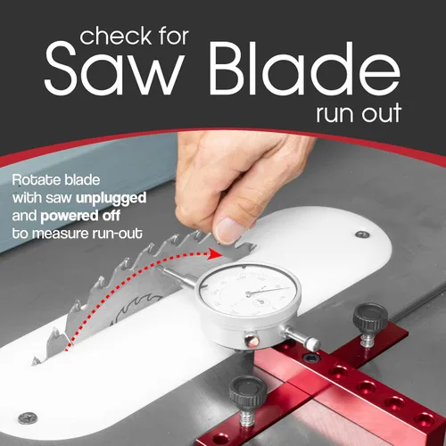 Vista 2 de Peachtree Woodworking Supply A Line It Basic, herramienta de calibración y alineación para sierra de mesa con indicador de esfera de precisión