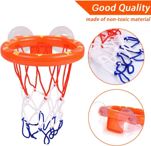 Vista 5 de Juguete de baño divertido con canasta de baloncesto y pelotas para niños y niñas, juguetes de baño para niños pequeños, regalo con 3 pelotas
