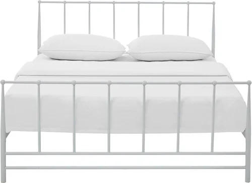 Vista 5 de Modway Cama de plataforma King de metal de acero con soporte de listones de metal en blanco