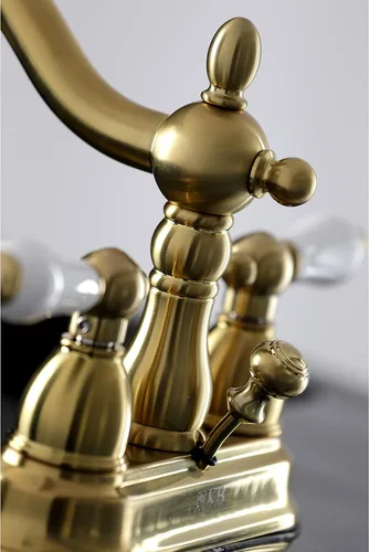 Vista 3 de Kingston Brass KB1607PL Heritage - Grifo de baño central de 4 pulgadas, latón cepillado Cobrizo cepillado