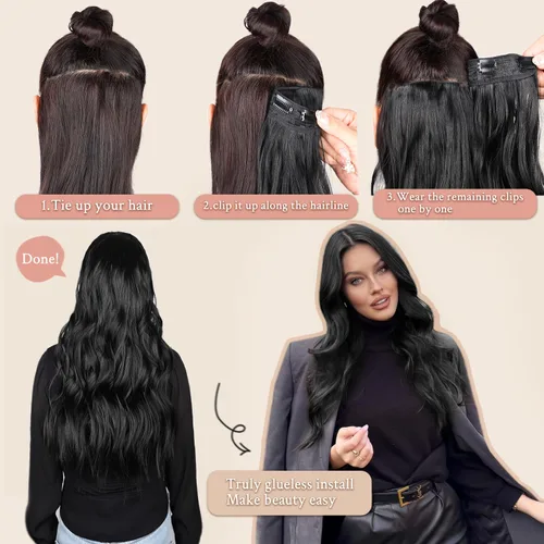 Vista 6 de Extensiones de cabello rubio con clip, de 22 pulgadas, extensiones de cabello largo y rizado con clip, 4 unidades, extensiones de cabello sintético