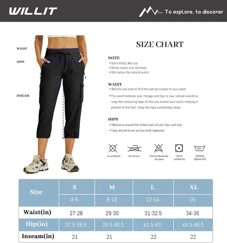 Vista 7 de Willit Pantalones de golf tipo cargo para mujer, con bolsillos, de secado rápido, ligeros, casuales para exteriores