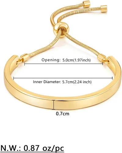 Vista 5 de WOWORAMA Pulseras deslizantes ajustables para mujer, pulsera de amistad para mujer, pulsera bolo de oro, oro blanco, oro rosa