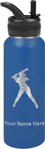 Vista 44 de LaserGram Botella de agua personalizada de 32 onzas, jugador de softbol Regalo grabado para jugadores de sóftbol, acero inoxidable aislado al vacío