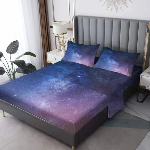 Vista 9 de Galaxy Sheets - Juego de sábanas de tamaño individual, sábanas de microfibra suave y bolsillo profundo, sábanas y fundas de almohada estampadas sin