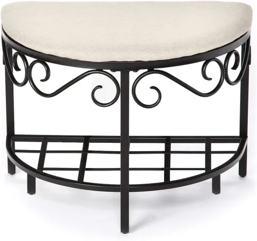 Vista 12 de Mango Steam Vienna White Bench - Banco de entrada, con recubrimiento en polvo, tapizado, ahorro de espacio