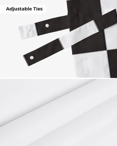 Vista 7 de Cortinas modernas de mosaico en blanco y negro para sala de estar, dormitorio, baño, ventana de cocina, cenefa de panel con bolsillo para barra