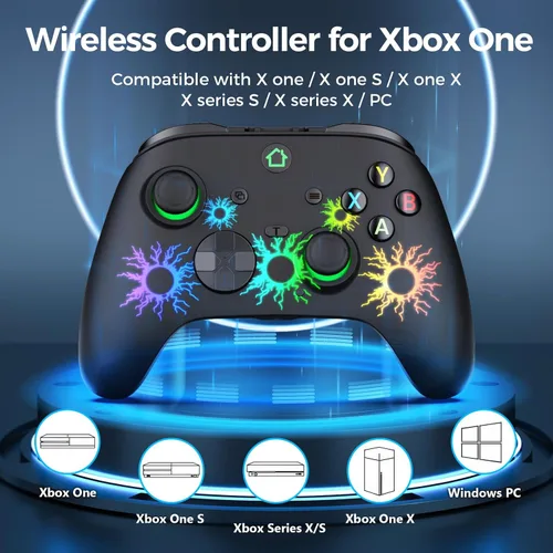Vista 6 de LuvYsshun Wireless Controller Compatible With Xbox One,Xbox Series XS, Xbox One XS, PC Windows,RGB LED Light with Rechargeable Built-in Battery,Dual