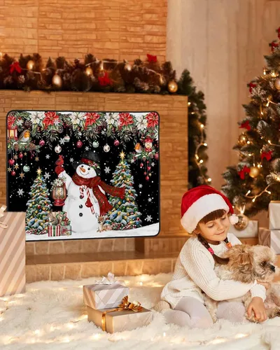 Vista 78 de Cubierta magnética azul para chimenea, detiene la pérdida de calor, pantalla de chimenea para interiores, bolas de gnomos de Navidad, árbol de copo