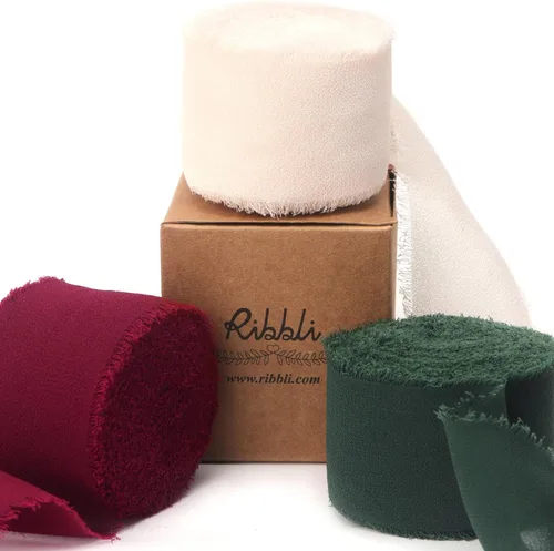 Vista 7 de Ribbli Cinta de gasa color marfil de 1-1/2 pulgadas x 30 yardas, hecha a mano con flecos, cinta de seda de gasa marfil, cinta crema