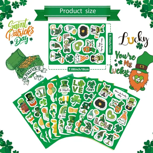 Vista 2 de 309 calcomanías temáticas del día de San Patricio, calcomanías de trébol para niños, manualidades irlandesas del día de San Patricio para niños