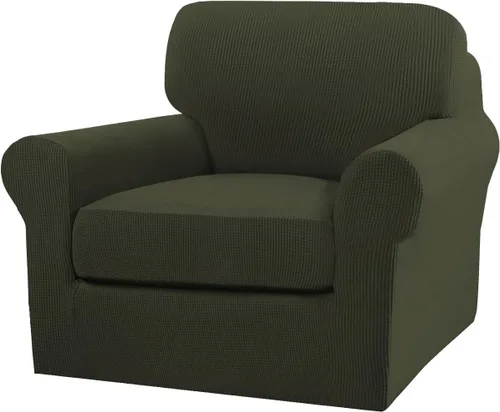 Vista 120 de Turquoize 2 fundas para sillas de sala de estar, funda de sofá con fundas de cojín individuales, funda de muebles para sillas (silla, beige biscotti)