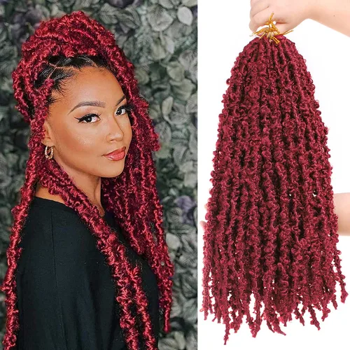 Vista 36 de ZRQ Butterfly Locs Cabello de Ganchillo Corto 6 Paquetes Negro Cabello Bob de Ganchillo 8 Pulgadas Locs Sintéticos Desordenados Desgastados Trenzas