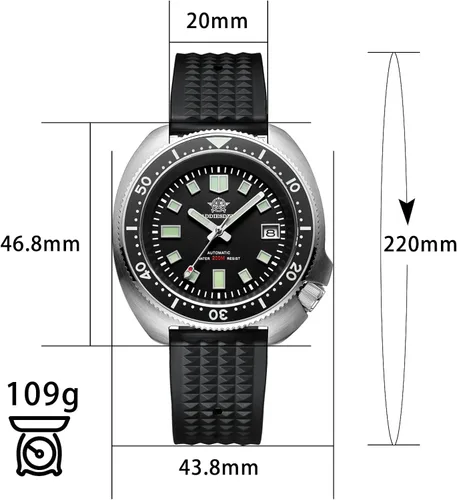 Vista 6 de ADDIESDIVE Automatic Diver 200M - Reloj mecánico luminiscente NH35A analógico de acero inoxidable