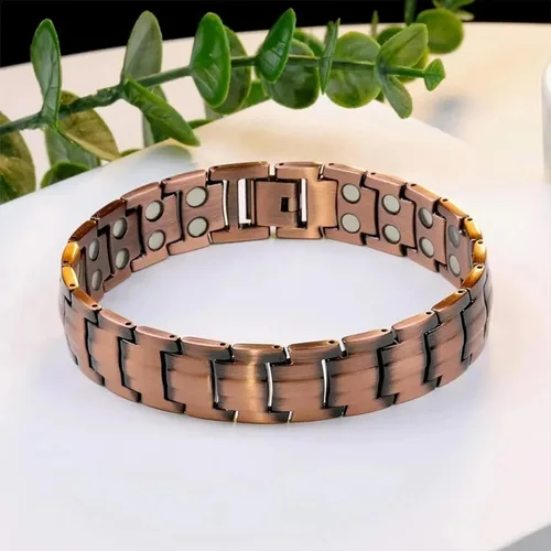 Vista 7 de Copper Bracelet for Men Copper Magnetic Bracelet Elegant 99.99% Solid Copper Bracelets with Double-Row Strong Magnets,Magnetic Jewelry