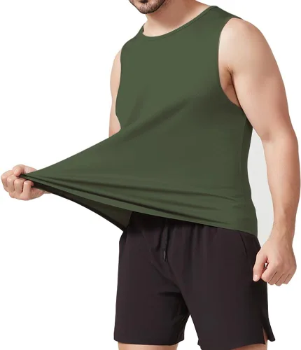Vista 2 de meioro Camiseta sin mangas de malla para hombre, de secado rápido, para culturismo, camiseta deportiva de verano