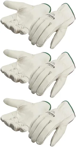 Vista 6 de SAFEGEAR - Guantes de trabajo de piel de vaca con pulgar Keystone Guantes de seguridad para conductor, para hombres o mujeres, conducción