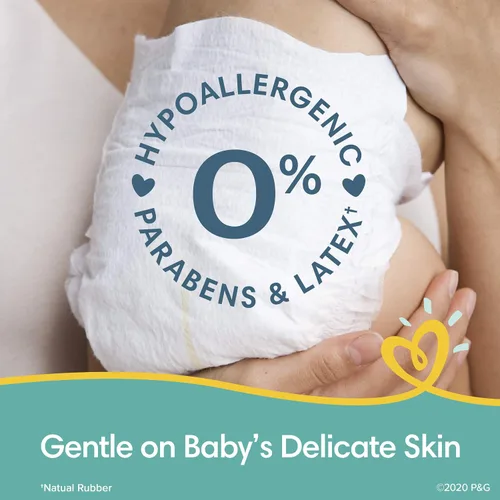 Vista 3 de Pañales para bebés recién nacidos/talla 1 (8-14 libras), 198 unidades y detergente para ropa para bebé, paquete de 2 – Pampers Swaddlers, One Month