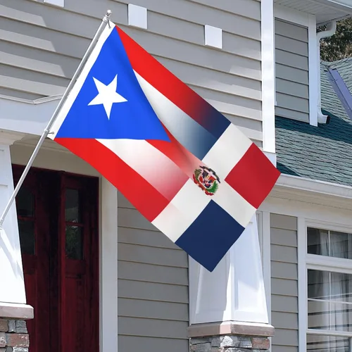 Vista 5 de Bandera de República Dominicana de Puerto Rico de 3 x 5 pies, 3 x 5 pies, nailon para exteriores e interiores, 3 x 5 pies, Fla gcon ojales de latón